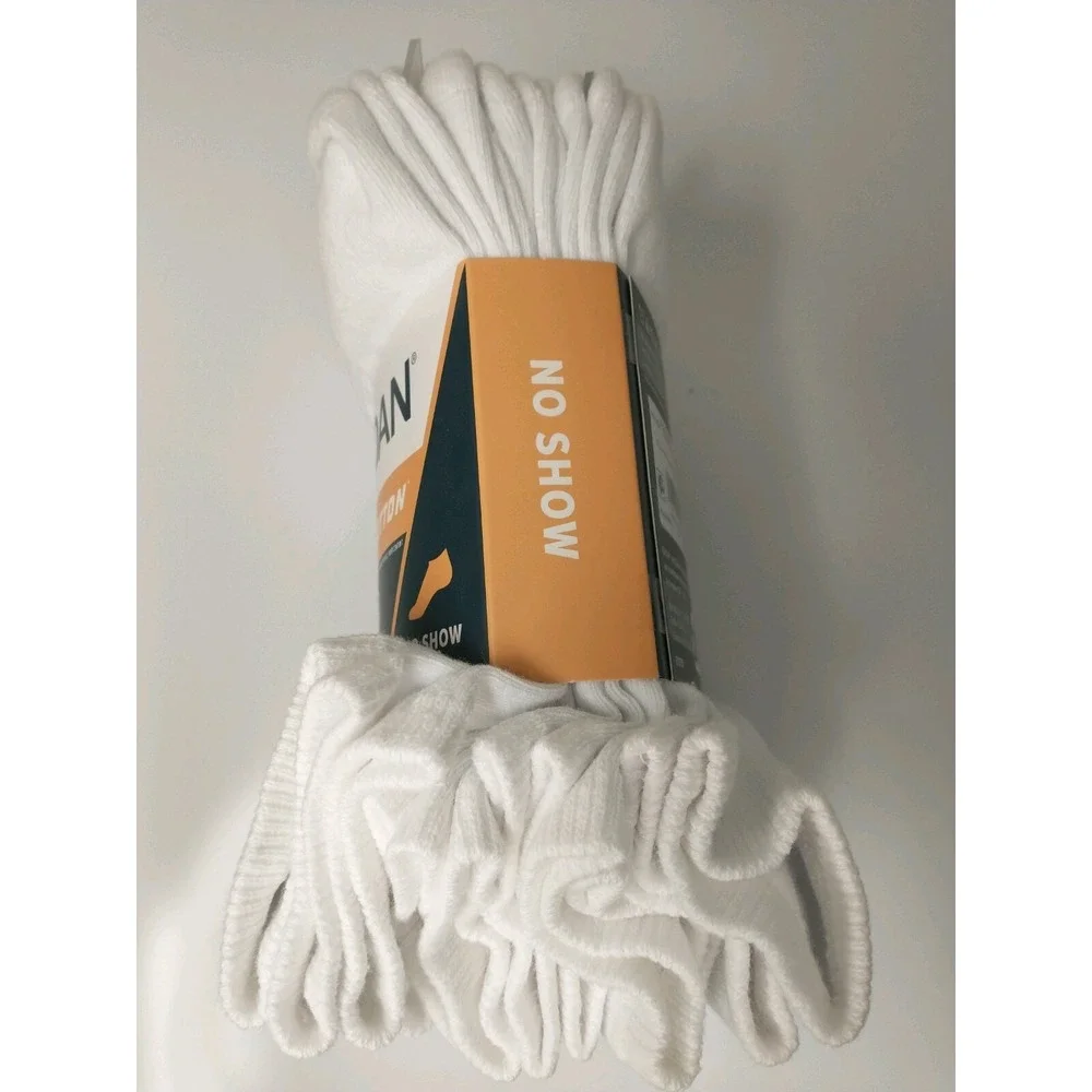Gildan 24 pairs Men's‎ Stretch Cotton No Show White Socks Shoe Size 6-12